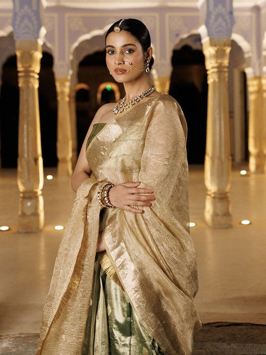 Ready to Wear Tissue Lehenga & Unstitched Blouse With Dupatta