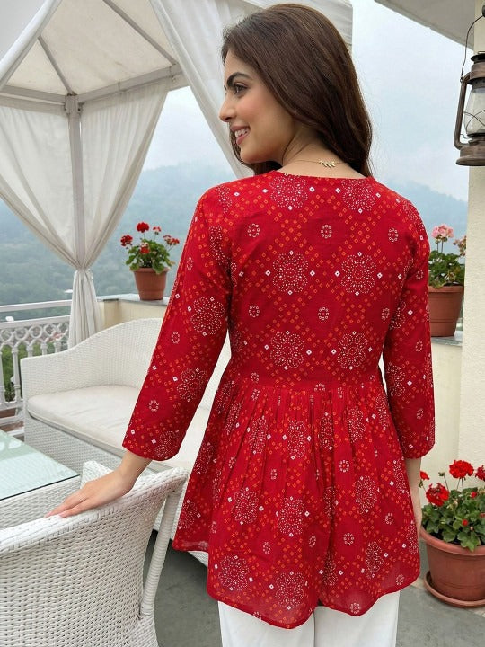 Ethnic Motifs Embroidered Thread Work Pure Cotton Thread Work Empire Kurti