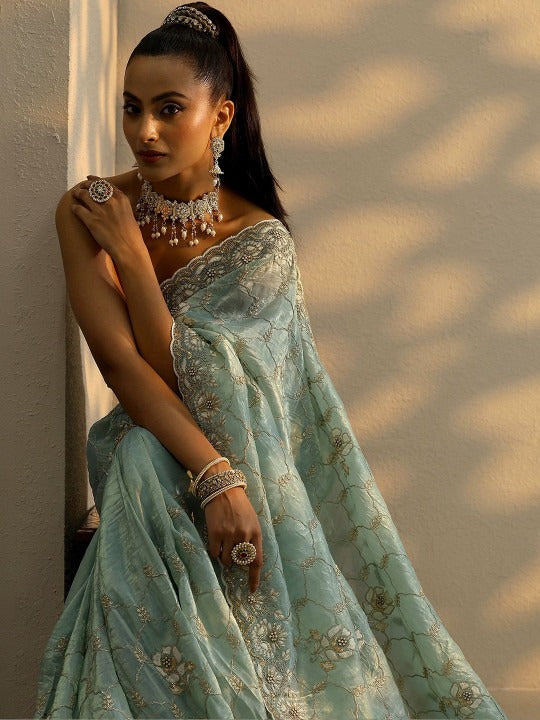 Embellished Zari Organza Saree